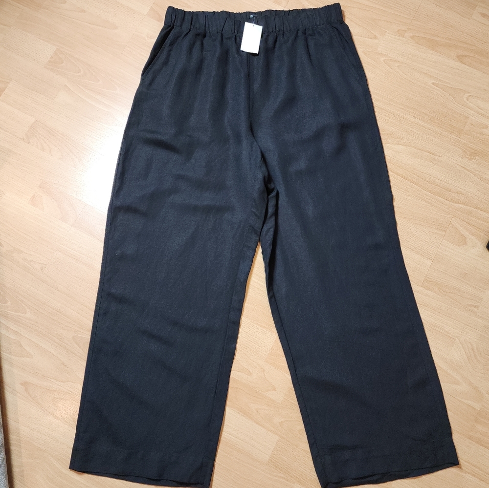 Madewell Black Linen Wide Leg Pants